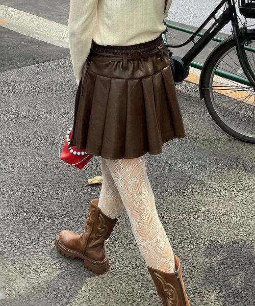 CIAOPANIC（チャオパニック）の「レザープリーツラップミニスカート（スカート・レディース・ブラック/ブラウン・FREE）」の21枚目の写真