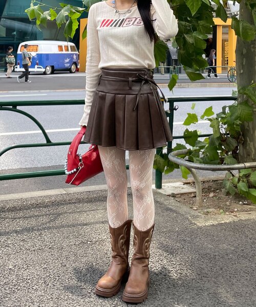 CIAOPANIC（チャオパニック）の「レザープリーツラップミニスカート（スカート・レディース・ブラック/ブラウン・FREE）」の19枚目の写真