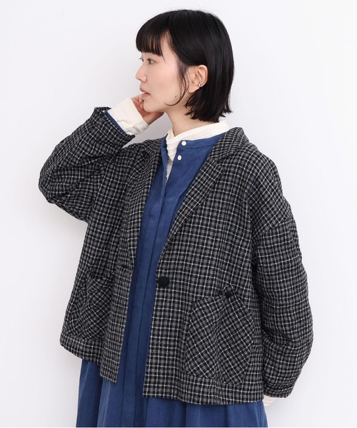 l'atelier du savon(アトリエドサボン)の「ウールガーゼジャケット(テーラードジャケット・レディース・その他/ブラック・FREE)」の1枚目の写真