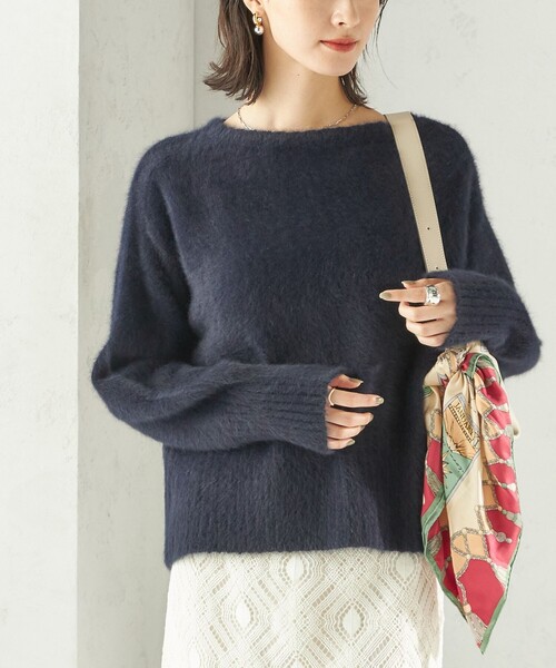 SHIPS（シップス）の「〈手洗い可能〉フォックス クルーネック ニット プルオーバー（ニット/セーター・レディース・ネイビー/グリーン/ライトグリーン/オフホワイト/ブラック・ONE SIZE）」の5枚目の写真