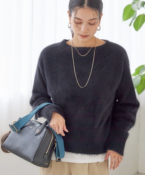 SHIPS（シップス）の「〈手洗い可能〉フォックス クルーネック ニット プルオーバー（ニット/セーター・レディース・ネイビー/グリーン/ライトグリーン/オフホワイト/ブラック・ONE SIZE）」の2枚目の写真