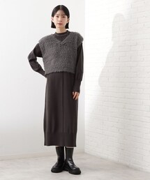 優秀ふわふわベスト&ニットワンピース【毛玉になりにくい/静電気防止/洗える】