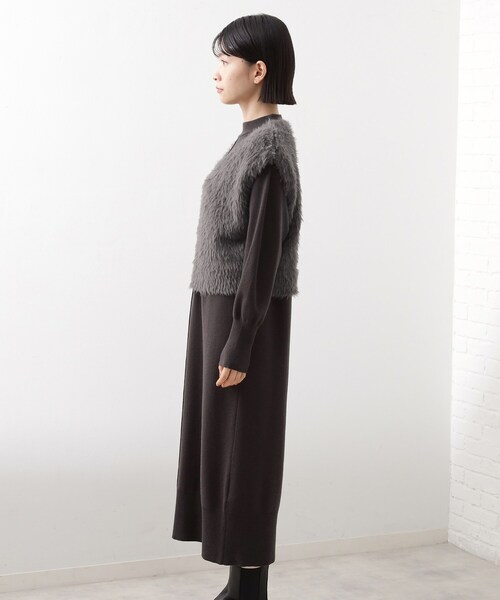 THE SHOP TK (ザ ショップ ティーケー )の「優秀ふわふわベスト&ニットワンピース【毛玉になりにくい/静電気防止/洗える】(ワンピース・レディース・ナチュラル/スミクロ・13/12)」の12枚目の写真