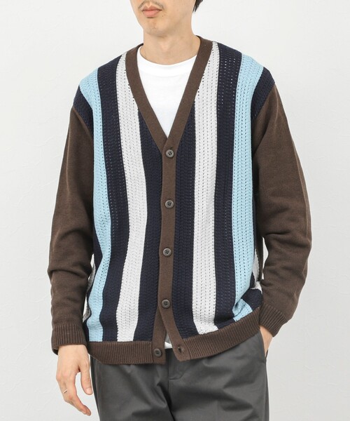 NOLLEY’S(ノーリーズ)の「フロントストライプ 7Gカーディガン/ウォッシャブル/抗菌加工(カーディガン/ボレロ・メンズ・ブラウン/ネイビー・M/S/L)」の1枚目の写真