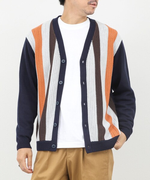 NOLLEY’S(ノーリーズ)の「フロントストライプ 7Gカーディガン/ウォッシャブル/抗菌加工(カーディガン/ボレロ・メンズ・ブラウン/ネイビー・M/S/L)」の6枚目の写真