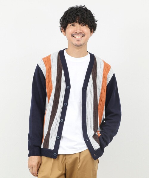 NOLLEY’S(ノーリーズ)の「フロントストライプ 7Gカーディガン/ウォッシャブル/抗菌加工(カーディガン/ボレロ・メンズ・ブラウン/ネイビー・M/S/L)」の14枚目の写真