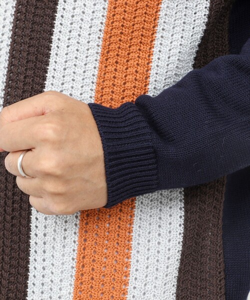 NOLLEY’S(ノーリーズ)の「フロントストライプ 7Gカーディガン/ウォッシャブル/抗菌加工(カーディガン/ボレロ・メンズ・ブラウン/ネイビー・M/S/L)」の16枚目の写真