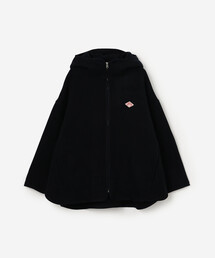 MKポンチョ フード付き フロントジップL/XL ブラックホワイト MKポンチョ フード付き フロントジップL/XL ブラックホワイト
