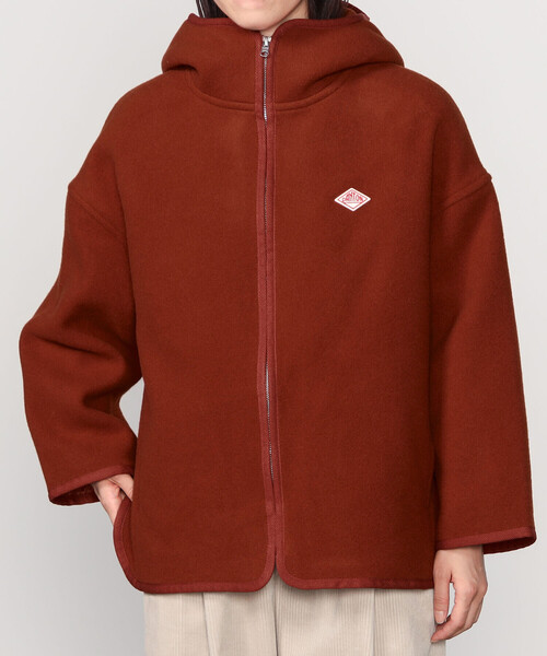 DANTON メルトンコート　オレンジ　ダントン DANTON | ウールメルトン フードブルゾン WOMEN（その他アウター