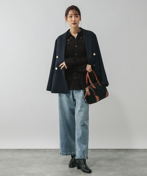 GLOBAL WORK(グローバルワーク)の「起毛フラワーレースシャツ/603586(シャツ/ブラウス・レディース・ブラック/ホワイト・LARGE/MEDIUM)」の9枚目の写真