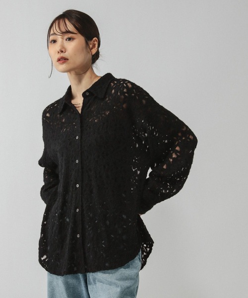 GLOBAL WORK(グローバルワーク)の「起毛フラワーレースシャツ/603586(シャツ/ブラウス・レディース・ブラック/ホワイト・LARGE/MEDIUM)」の12枚目の写真