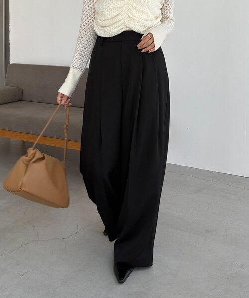 CAPRICIEUX LE'MAGE（カプリシューレマージュ）の「すっきりスラックスワイドパンツ（その他パンツ・レディース・キャメル/ベージュ/ブラック・PS/TM/36/38）」の4枚目の写真