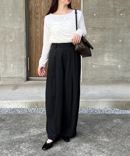 CAPRICIEUX LE'MAGE（カプリシューレマージュ）の「すっきりスラックスワイドパンツ（その他パンツ・レディース・キャメル/ベージュ/ブラック・PS/TM/36/38）」の12枚目の写真