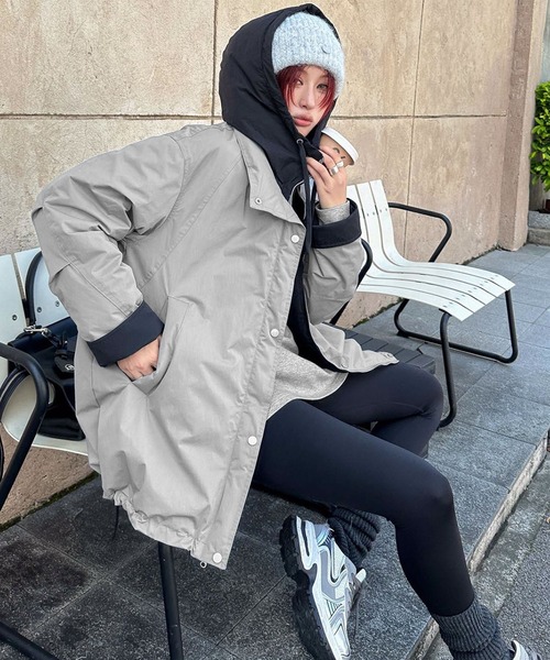 aimoha（アイモハ）の「配色レイヤードダウンジャケット (AW)（ダウンジャケット/コート・レディース・グリーン/ライトベージュ/グレー・FREE）」の6枚目の写真