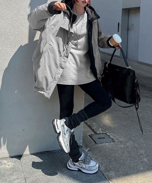 aimoha（アイモハ）の「配色レイヤードダウンジャケット (AW)（ダウンジャケット/コート・レディース・グリーン/ライトベージュ/グレー・FREE）」の5枚目の写真