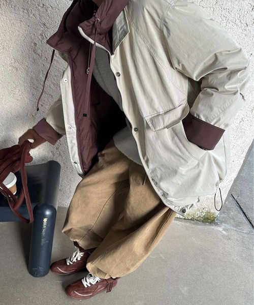 aimoha（アイモハ）の「配色レイヤードダウンジャケット (AW)（ダウンジャケット/コート・レディース・グリーン/ライトベージュ/グレー・FREE）」の12枚目の写真