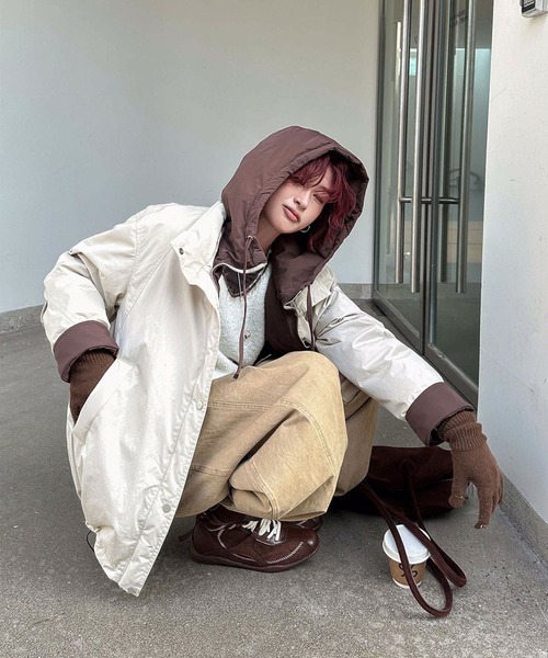 aimoha（アイモハ）の「配色レイヤードダウンジャケット (AW)（ダウンジャケット/コート・レディース・グリーン/ライトベージュ/グレー・FREE）」の9枚目の写真