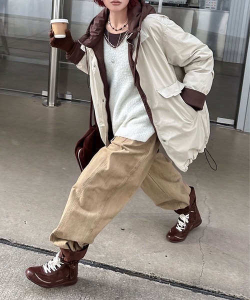 aimoha（アイモハ）の「配色レイヤードダウンジャケット (AW)（ダウンジャケット/コート・レディース・グリーン/ライトベージュ/グレー・FREE）」の11枚目の写真