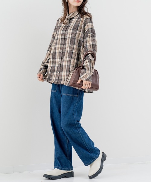 refinedworks(リファインドワークス)の「【refinedworks】シーズンムード高まる チェック柄タックシャツ!(シャツ/ブラウス・レディース・ブラウン/ブラック・FREE)」の13枚目の写真