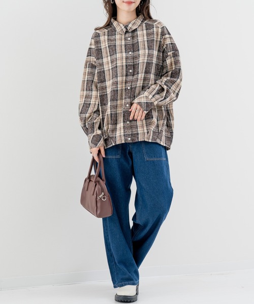 refinedworks(リファインドワークス)の「【refinedworks】シーズンムード高まる チェック柄タックシャツ!(シャツ/ブラウス・レディース・ブラウン/ブラック・FREE)」の14枚目の写真