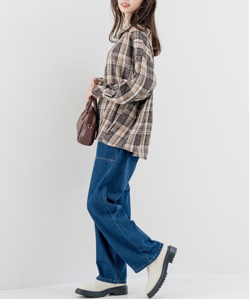 refinedworks(リファインドワークス)の「【refinedworks】シーズンムード高まる チェック柄タックシャツ!(シャツ/ブラウス・レディース・ブラウン/ブラック・FREE)」の18枚目の写真