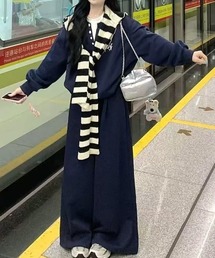 DEVICE(デバイス)の【上下セット】ダブルレイヤード ボタンアップ レイヤード トップス×スウェットパンツ セットアップ(セットアップ)