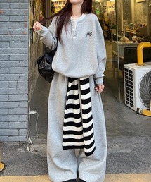 DEVICE（デバイス）の「【上下セット】ダブルレイヤード ボタンアップ レイヤード トップス×スウェットパンツ セットアップ（セットアップ）」