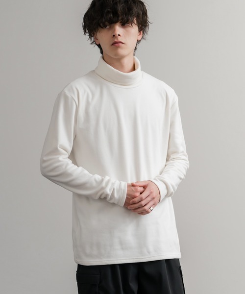 Rocky Monroe（ロッキーモンロー）の「ストレッチフリースタートルネック長袖Tシャツ（Tシャツ/カットソー・メンズ・チャコール/ネイビー/オフホワイト/ブラック/ワイン/カーキ・M/L/LL）」の2枚目の写真