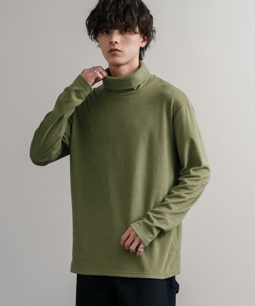 Rocky Monroe（ロッキーモンロー）の「ストレッチフリースタートルネック長袖Tシャツ（Tシャツ/カットソー・メンズ・チャコール/ネイビー/オフホワイト/ブラック/ワイン/カーキ・M/L/LL）」の4枚目の写真
