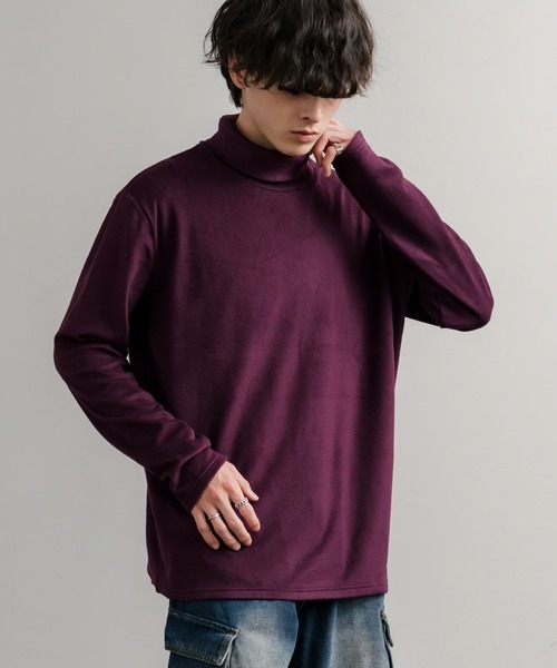 Rocky Monroe（ロッキーモンロー）の「ストレッチフリースタートルネック長袖Tシャツ（Tシャツ/カットソー・メンズ・チャコール/ネイビー/オフホワイト/ブラック/ワイン/カーキ・M/L/LL）」の6枚目の写真