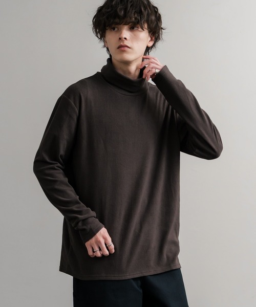 Rocky Monroe（ロッキーモンロー）の「ストレッチフリースタートルネック長袖Tシャツ（Tシャツ/カットソー・メンズ・チャコール/ネイビー/オフホワイト/ブラック/ワイン/カーキ・M/L/LL）」の3枚目の写真