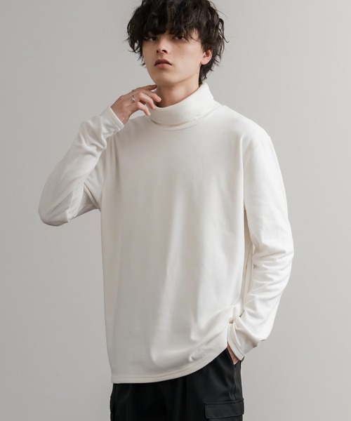 Rocky Monroe（ロッキーモンロー）の「ストレッチフリースタートルネック長袖Tシャツ（Tシャツ/カットソー・メンズ・チャコール/ネイビー/オフホワイト/ブラック/ワイン/カーキ・M/L/LL）」の7枚目の写真