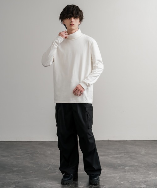 Rocky Monroe（ロッキーモンロー）の「ストレッチフリースタートルネック長袖Tシャツ（Tシャツ/カットソー・メンズ・チャコール/ネイビー/オフホワイト/ブラック/ワイン/カーキ・M/L/LL）」の8枚目の写真