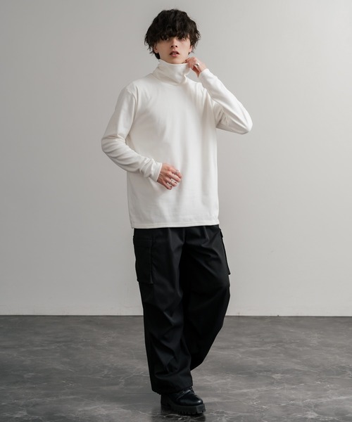 Rocky Monroe（ロッキーモンロー）の「ストレッチフリースタートルネック長袖Tシャツ（Tシャツ/カットソー・メンズ・チャコール/ネイビー/オフホワイト/ブラック/ワイン/カーキ・M/L/LL）」の11枚目の写真