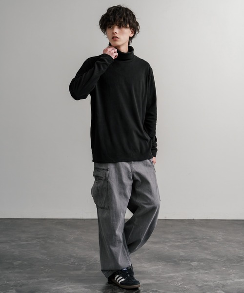 Rocky Monroe（ロッキーモンロー）の「ストレッチフリースタートルネック長袖Tシャツ（Tシャツ/カットソー・メンズ・チャコール/ネイビー/オフホワイト/ブラック/ワイン/カーキ・M/L/LL）」の15枚目の写真