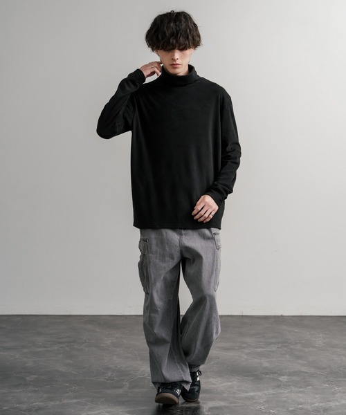 Rocky Monroe（ロッキーモンロー）の「ストレッチフリースタートルネック長袖Tシャツ（Tシャツ/カットソー・メンズ・チャコール/ネイビー/オフホワイト/ブラック/ワイン/カーキ・M/L/LL）」の16枚目の写真