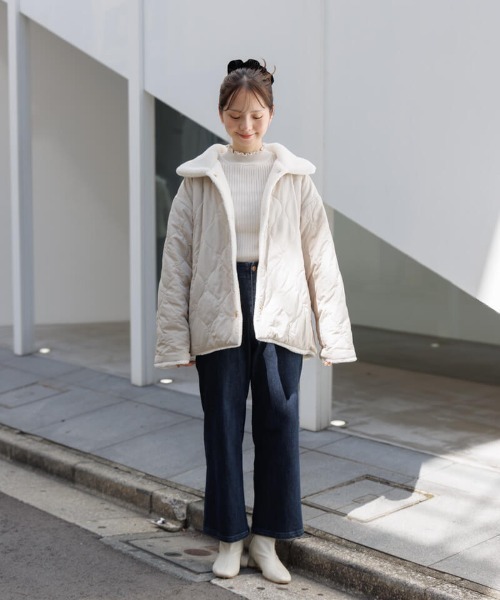 flower（フラワー）の「ツーウェイボアコート（ステンカラーコート・レディース・ミント/アイボリー・FREE）」の4枚目の写真