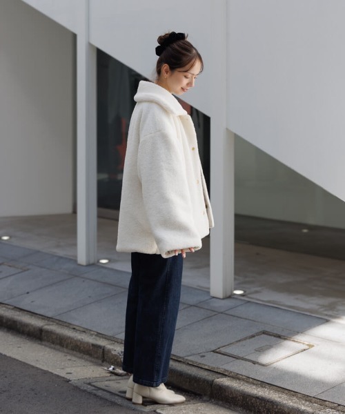 flower（フラワー）の「ツーウェイボアコート（ステンカラーコート・レディース・ミント/アイボリー・FREE）」の10枚目の写真