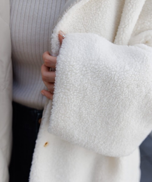 flower（フラワー）の「ツーウェイボアコート（ステンカラーコート・レディース・ミント/アイボリー・FREE）」の12枚目の写真