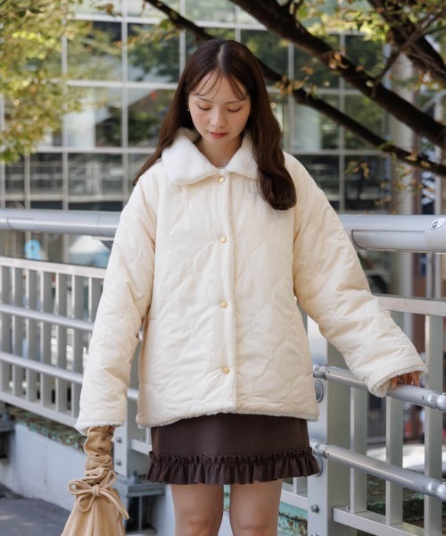 flower（フラワー）の「ツーウェイボアコート（ステンカラーコート・レディース・ミント/アイボリー・FREE）」の16枚目の写真