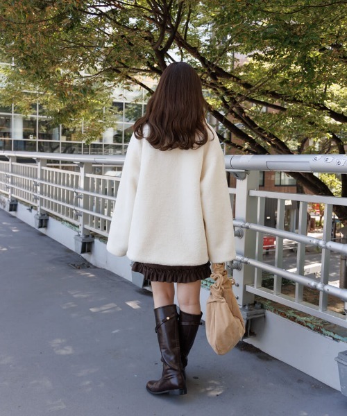 flower（フラワー）の「ツーウェイボアコート（ステンカラーコート・レディース・ミント/アイボリー・FREE）」の14枚目の写真