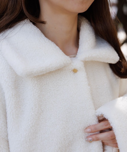 flower（フラワー）の「ツーウェイボアコート（ステンカラーコート・レディース・ミント/アイボリー・FREE）」の15枚目の写真