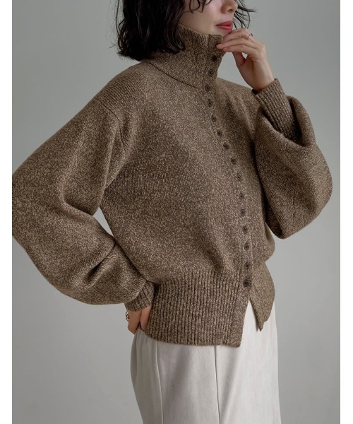 Re:EDIT（リエディ）の「[2025AW COLLECTION]ミックスニットハイネックカーディガン（ニット/セーター・レディース・チャコール/ブラウン/ベージュ・FREE）」の13枚目の写真