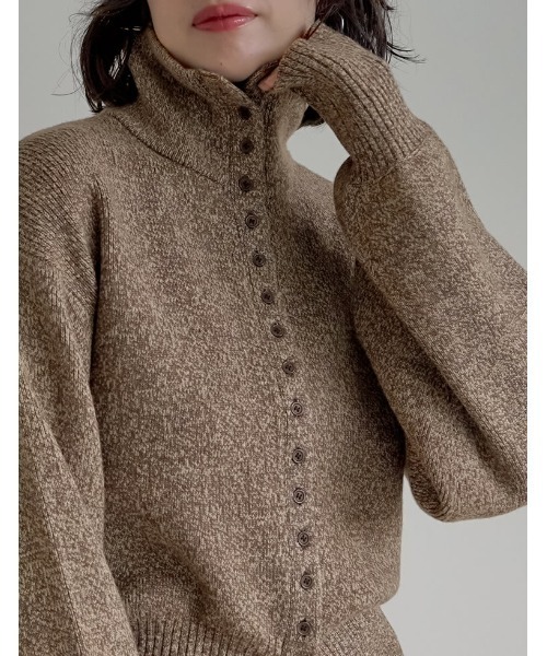 Re:EDIT（リエディ）の「[2025AW COLLECTION]ミックスニットハイネックカーディガン（ニット/セーター・レディース・チャコール/ブラウン/ベージュ・FREE）」の14枚目の写真