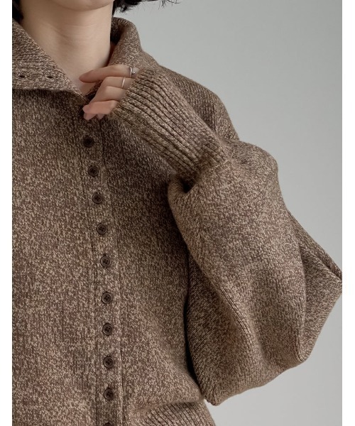 Re:EDIT（リエディ）の「[2025AW COLLECTION]ミックスニットハイネックカーディガン（ニット/セーター・レディース・チャコール/ブラウン/ベージュ・FREE）」の16枚目の写真