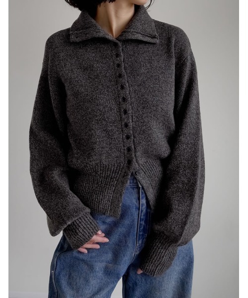 Re:EDIT（リエディ）の「[2025AW COLLECTION]ミックスニットハイネックカーディガン（ニット/セーター・レディース・チャコール/ブラウン/ベージュ・FREE）」の18枚目の写真