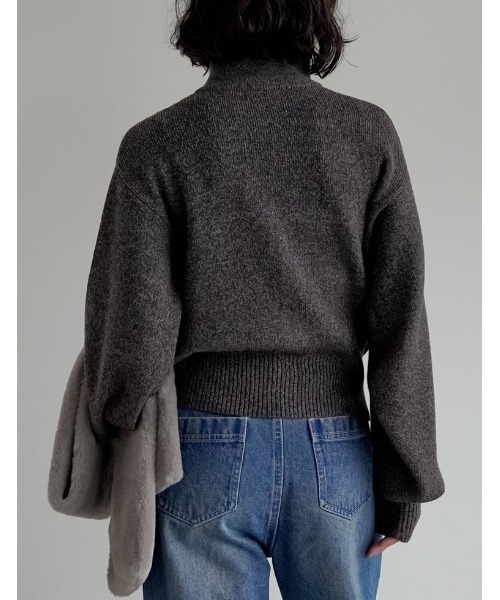 Re:EDIT（リエディ）の「[2025AW COLLECTION]ミックスニットハイネックカーディガン（ニット/セーター・レディース・チャコール/ブラウン/ベージュ・FREE）」の19枚目の写真