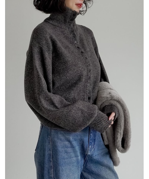 Re:EDIT（リエディ）の「[2025AW COLLECTION]ミックスニットハイネックカーディガン（ニット/セーター・レディース・チャコール/ブラウン/ベージュ・FREE）」の20枚目の写真