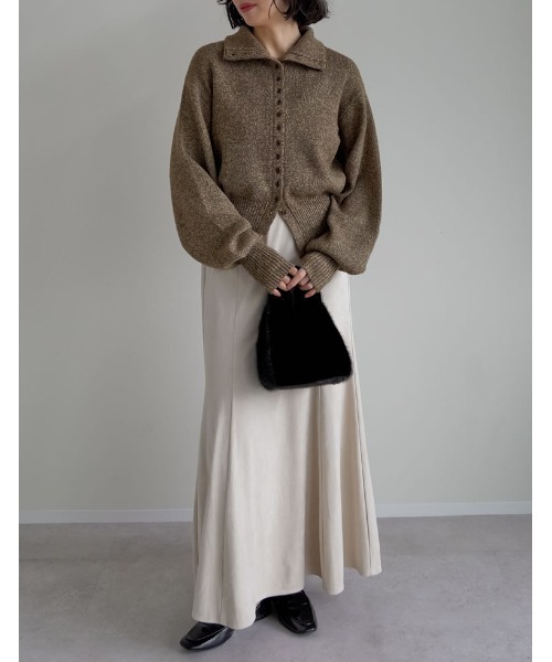 Re:EDIT（リエディ）の「[2025AW COLLECTION]ミックスニットハイネックカーディガン（ニット/セーター・レディース・チャコール/ブラウン/ベージュ・FREE）」の12枚目の写真