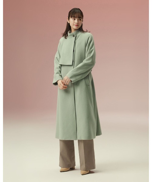 セール】スタンドカラーアシンメトリーコート（チェスターコート